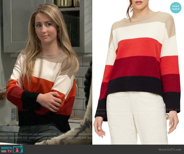 Michael Stars Parker Bristol Stripe Sweater worn by Josslyn Jacks (Eden McCoy) on General Hospital