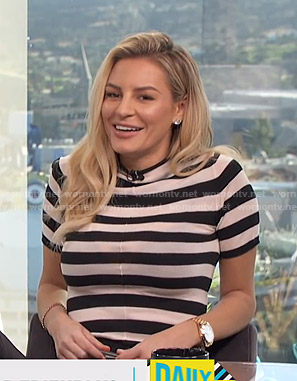 Morgan's striped short sleeve knit top on E! News Daily Pop