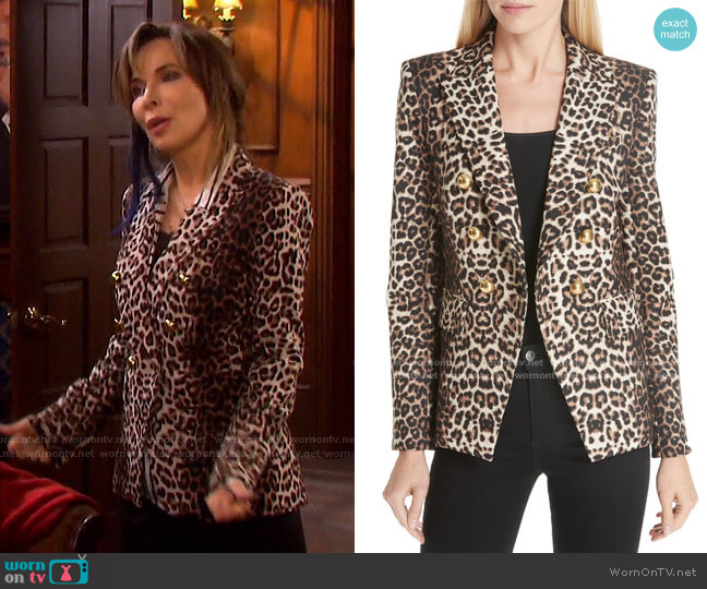 Veronica Beard Miller Leopard Jacket worn by Kate Roberts (Lauren Koslow) on Days of our Lives