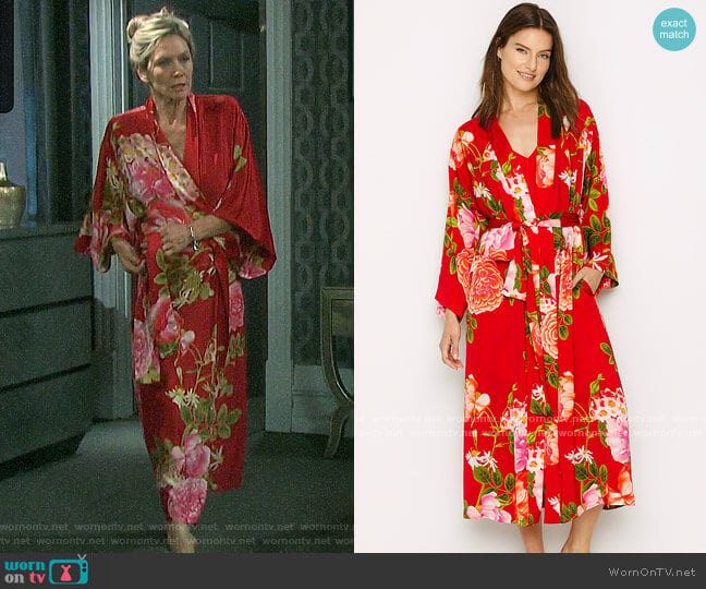 Natori Arcadia Rose Robe worn by Kristen DiMera (Stacy Haiduk) on Days of our Lives