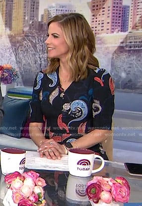 Natalie's black paisley print dress on Today