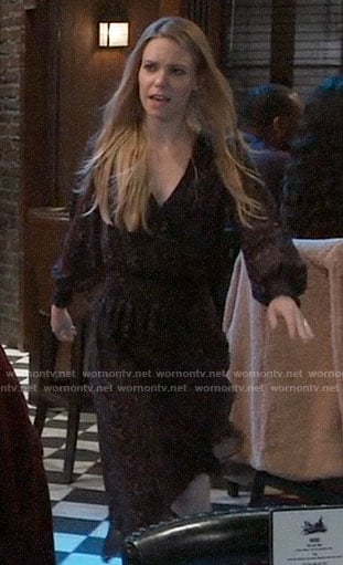 Nelle’s long sleeve asymmetric hem dress on General Hospital