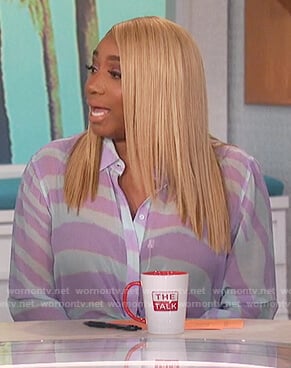 Nene Leake’s purple zebra print shirt on The Talk