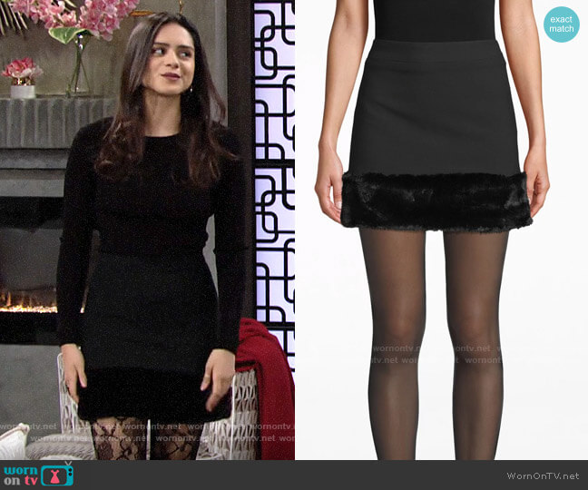 Nicole Miller Faux Fur Mini Skirt worn by Lola Rosales (Sasha Calle) on The Young and the Restless