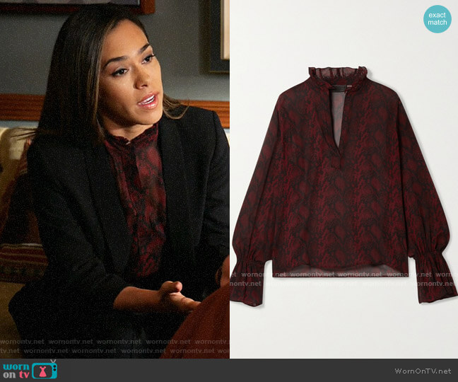 Nili Lotan Demi Blouse worn by Emily Lopez (Jessica Camacho) on All Rise