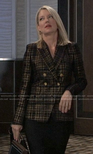 Nina’s gold plaid blazer on General Hospital