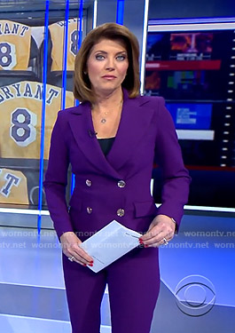 Norah’s purple suit on CBS Evening News