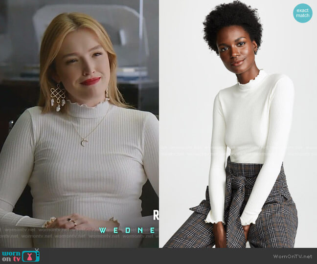 Rib Mock Neck Tee by Only Hearts worn by Kirby Anders (Maddison Brown) on Dynasty