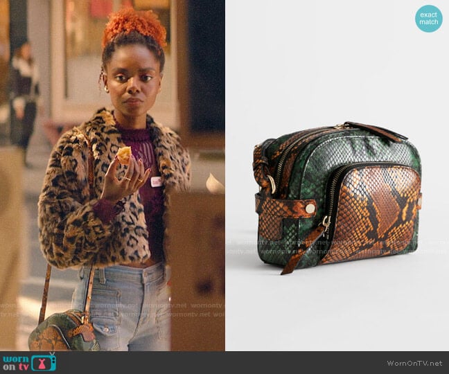 & Other Stories Snake Embossed Small Crossbody Bag worn by Josie McCoy (Ashleigh Murray) on Katy Keene