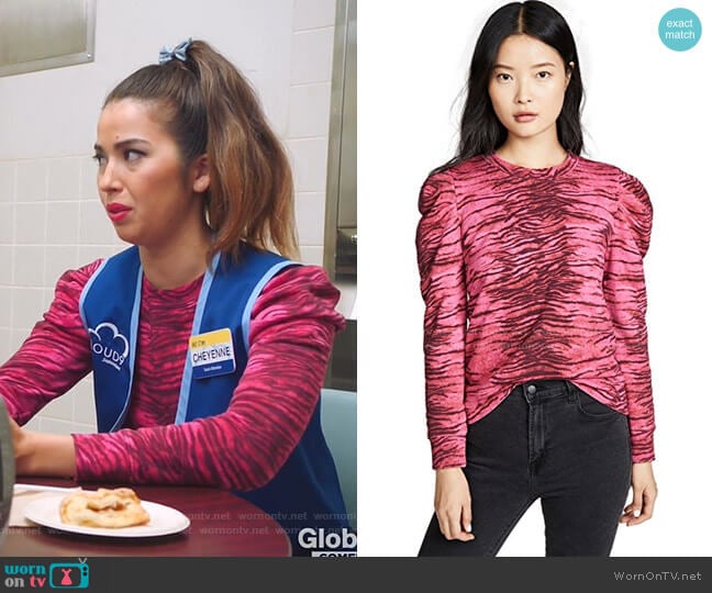 Tiger Puff Sleeve Sweatshirt by Pam & Gela worn by Cheyenne (Nichole Bloom) on Superstore