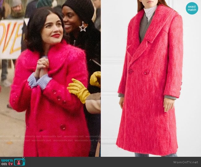 Paper London Rainbow mohair-blend coat worn by Katy Keene (Lucy Hale) on Katy Keene