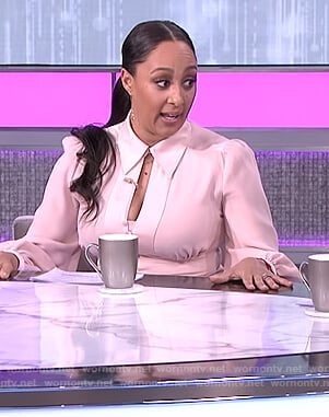 Tamera’s pink cutout button front dress on The Real