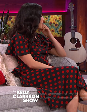 Constance Wu’s polka dot dress on The Kelly Clarkson Show