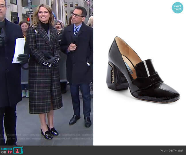 Block Heel Loafer Pump by Prada worn by Savannah Guthrie on Today