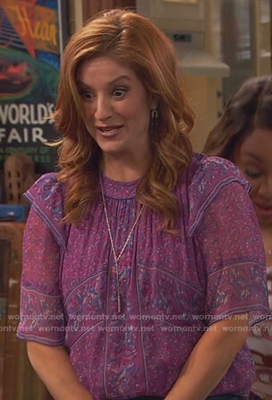 Chelsea’s purple printed blouse on Ravens Home