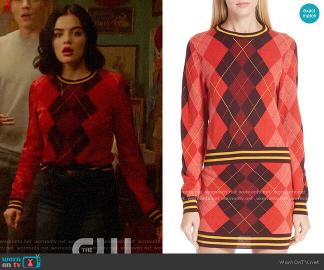 Rag & Bone Dex Argyle Sweater worn by Katy Keene (Lucy Hale) on Katy Keene