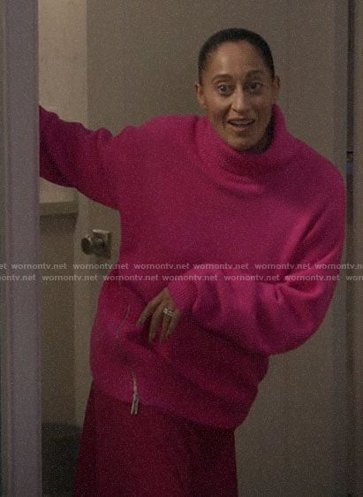 Rainbow’s pink side zip turtleneck sweater on Black-ish