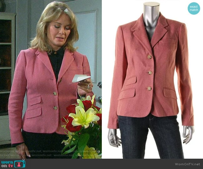 LAUREN Ralph Lauren Notch Collar Knit Blazer worn by Marlena Evans (Deidre Hall) on Days of our Lives