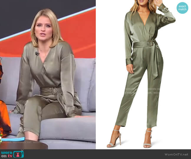 Crosby Long Sleeve Satin Jumpsuit by Ramy Brook worn by Sara Haines  on Good Morning America