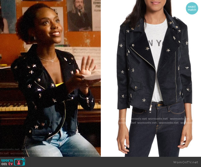 Rebecca Minkoff Wes Star Stud Moto Jacket worn by Josie McCoy (Ashleigh Murray) on Katy Keene