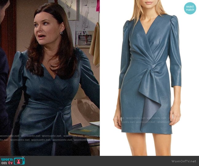 Rebecca Taylor Faux Leather Dress in Wave worn by Katie Logan (Heather Tom) on The Bold and the Beautiful