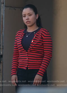 Mariana’s red striped cardigan on Good Trouble