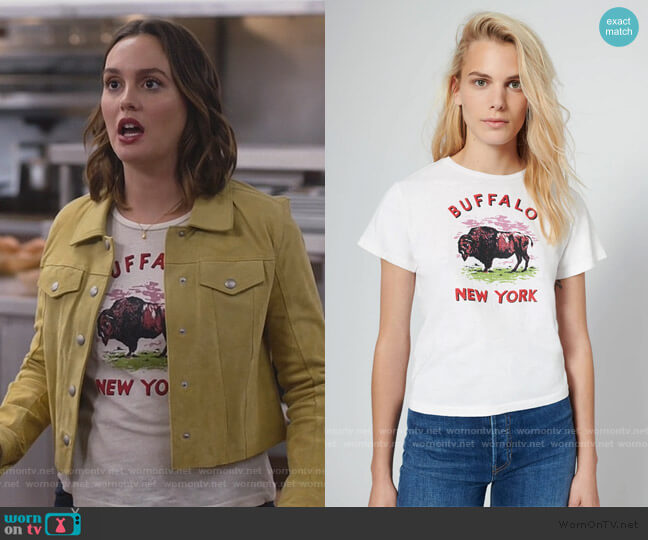 The Classic Buffalo New York Tee by Re/done worn by Angie (Leighton Meester) on Single Parents