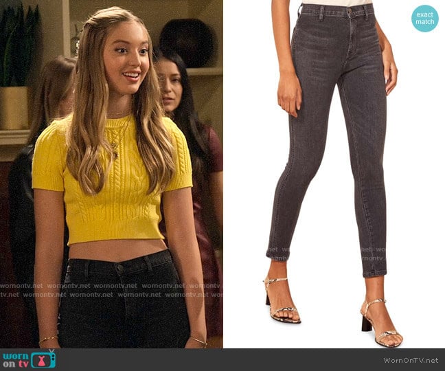 Reformation May High & Skinny Jeans worn by Brooke Bishop (Bella Podaras) on The Expanding Universe of Ashley Garcia