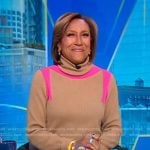 Robin’s beige and pink contrast turtleneck sweater on Good Morning America