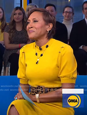 Robin’s yellow short sleeve sweater on Good Morning America