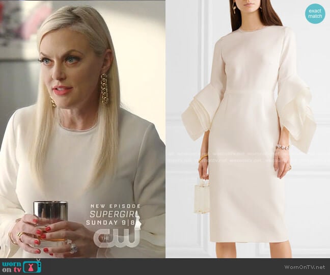 Tulle-Trimmed Crepe Midi Dress by Roksanda worn by Alexis Carrington (Elaine Hendrix) on Dynasty