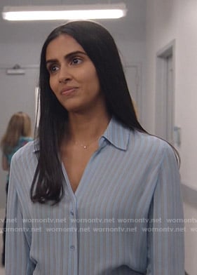 Saanvi’s blue striped blouse on Manifest