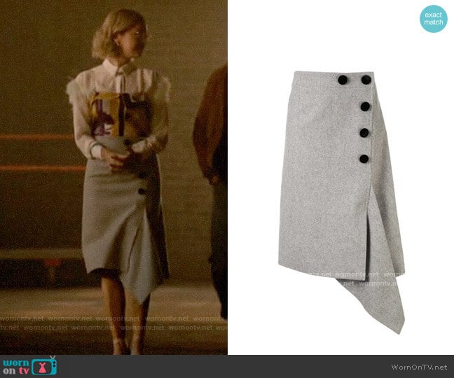 Sacai Button Up Asymmetric Skirt worn by Pepper Smith (Julia Chan) on Katy Keene