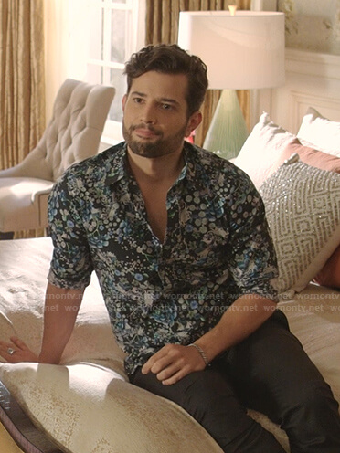 Sam's black floral shirt on Dynasty