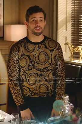 Sam’s animal print sweater on Dynasty