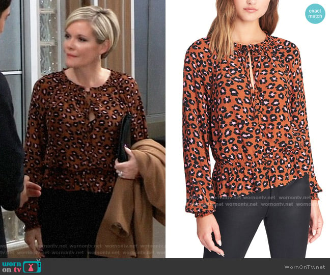 Sanctuary Quartz Leopard-Print Peasant Top worn by Ava Jerome (Maura West) on General Hospital