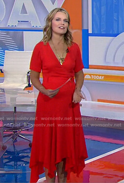 Savannah’s red belted midi dress on Today