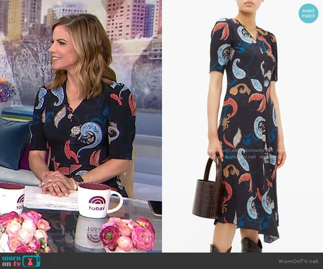 Paisley-Print Dipped-Hem Crepe Dress by See by Chloe worn by Natalie Morales on Today