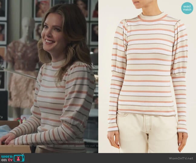 Striped Cotton-blend Sweater by See by Chloe worn by Sutton (Meghann Fahy) on The Bold Type