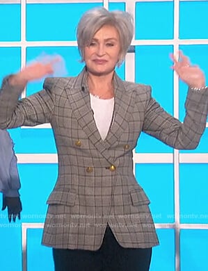 Sharon’s double breasted check blazer on The Talk