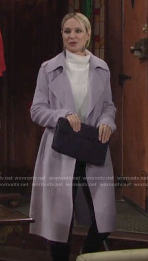 Sharon's lavender purple coat on The Young and the Restless