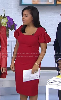 Sheinelle’s red puff sleeve dress on Today