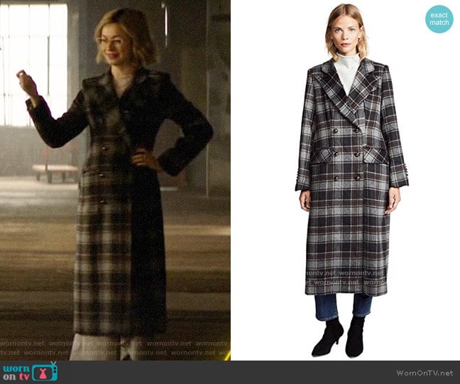 Sosken Gin Plaid Coat worn by Pepper Smith (Julia Chan) on Katy Keene