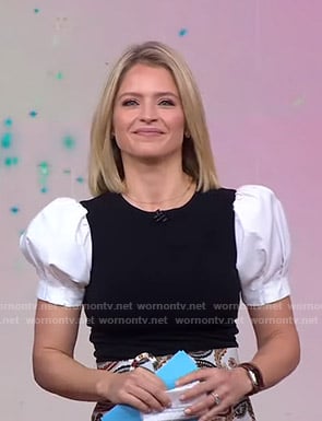 Sara’s colorblock puff sleeve top on Good Morning America