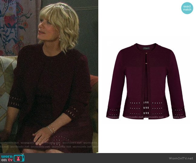 Ted Baker Rihanon Textured Cardigan worn by Kayla Brady (Mary Beth Evans) on Days of our Lives