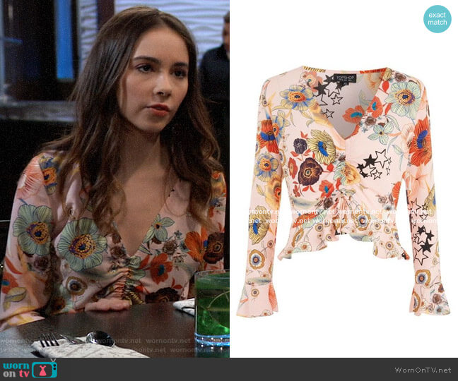 Topshop Star & Floral Print Ruched Blouse worn by Molly Lansing-Davis (Haley Pullos) on General Hospital