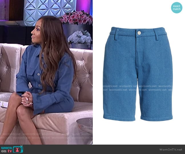 Sydney High Waist Denim Trouser Shorts by Trave worn by Adrienne Houghton on The Real