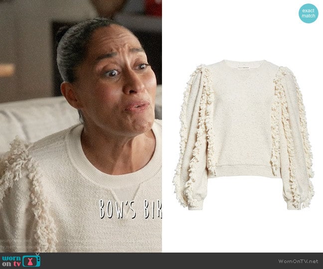 Ulla Johnson Sage Fringed Sweatshirt worn by Rainbow Johnson (Tracee Ellis Ross) on Black-ish