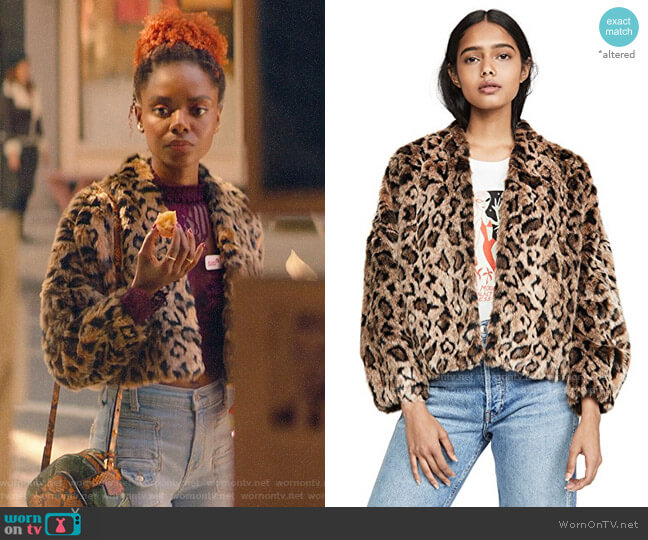 WornOnTV: Josie’s burgundy lace top and cropped leopard fur jacket on ...