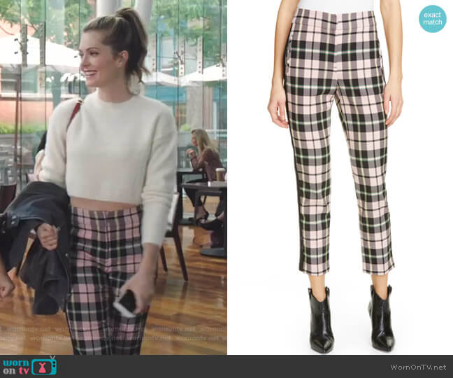 Gemini Plaid Crop Trousers by Veronica Beard worn by Sutton (Meghann Fahy) on The Bold Type